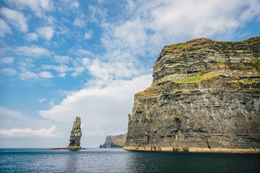 Galway: Cliffs Cruise, Aran Islands & Connemara Day Tour - The Cliffs of Moher from sea level